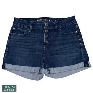 American Eagle The Dream Short High Rise Denim Shorts Size 2 Dark Wash